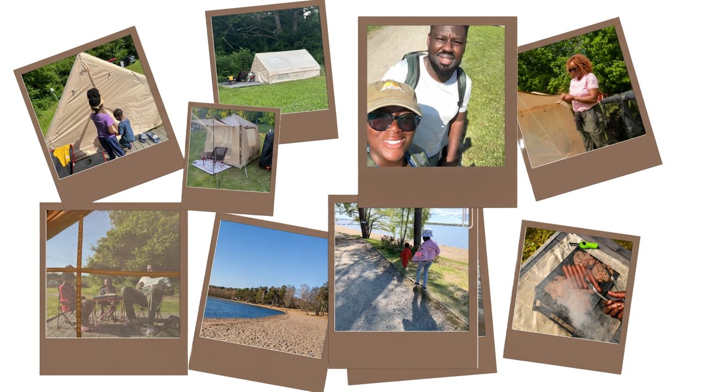 Collage med riktiga campingögonblick från VardagsEventyr.
